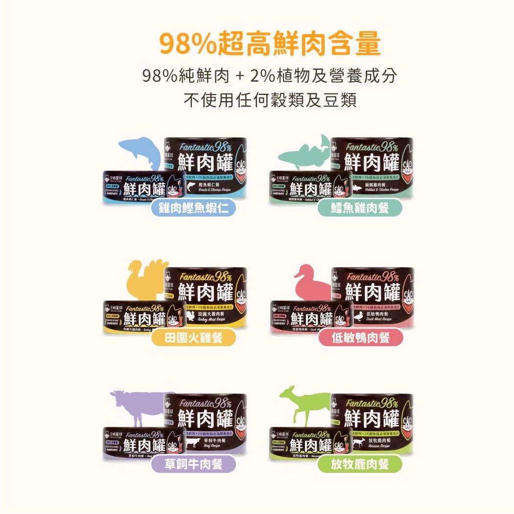 汪喵星球 貓用 Fantastic 98% 鮮肉無膠主食罐|低敏鴨肉165G - 肥肥寵物用品FatFatPetShop