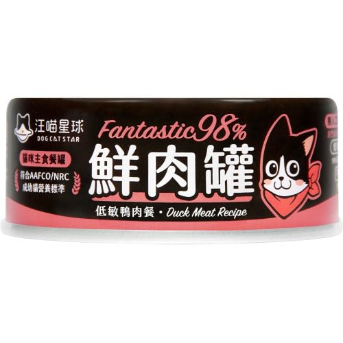 🇹🇼汪喵星球貓用 FANTASTIC 98% 鮮肉無膠主食罐| 低敏鴨肉 80G - FatFatPetShopHK