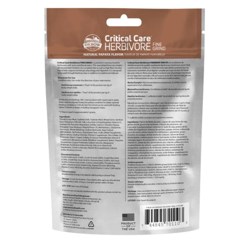 Oxbow Critical Care 細磨木瓜高營養草粉 - 100g