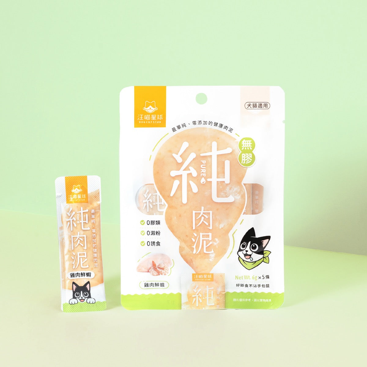 汪喵星球 無膠純肉泥 雞肉鮮蝦 - 6g*5條(倉鼠也適用)