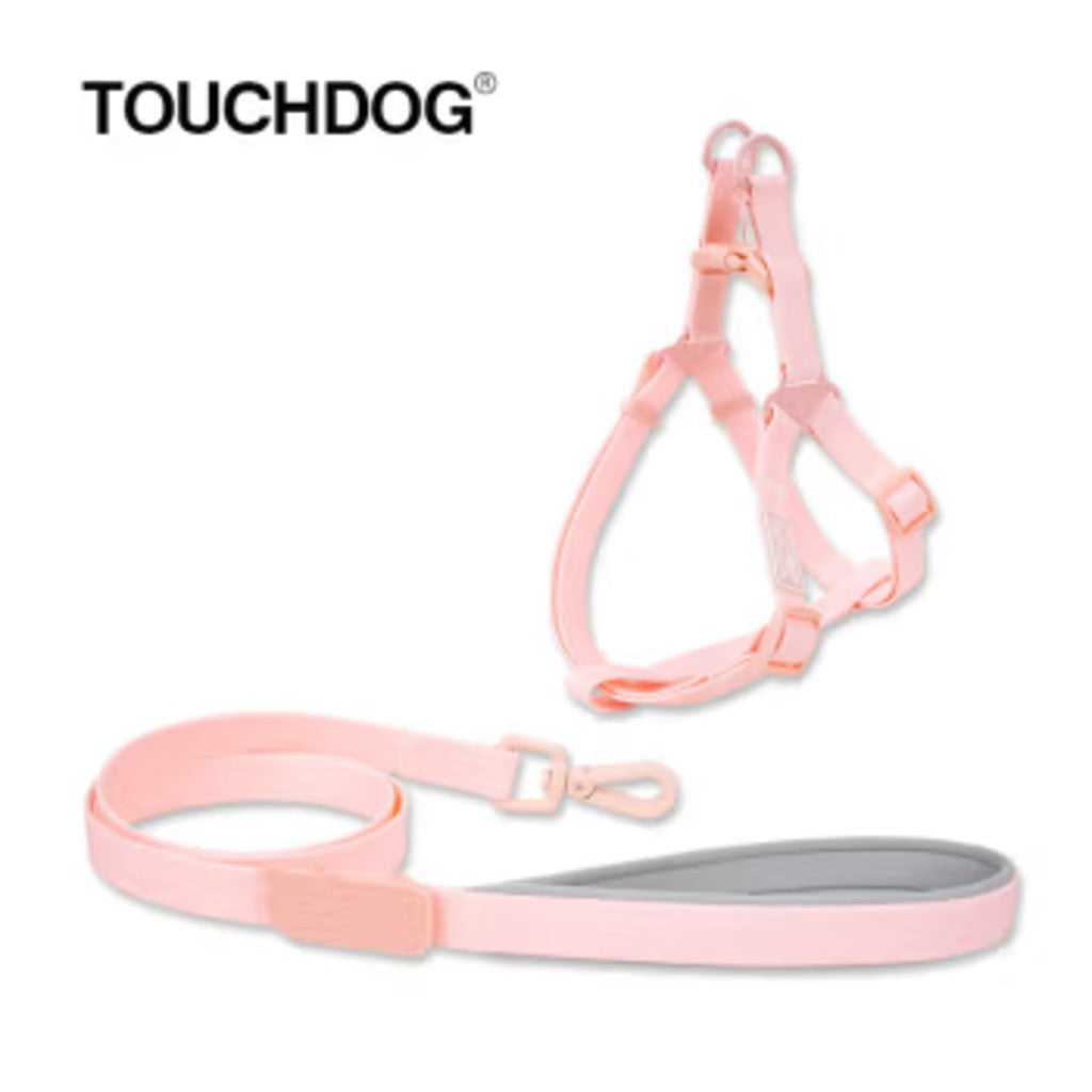 Touchdog 奶油牽繩套裝15mm拉繩+15mm胸背 粉紅色(原裝行貨)