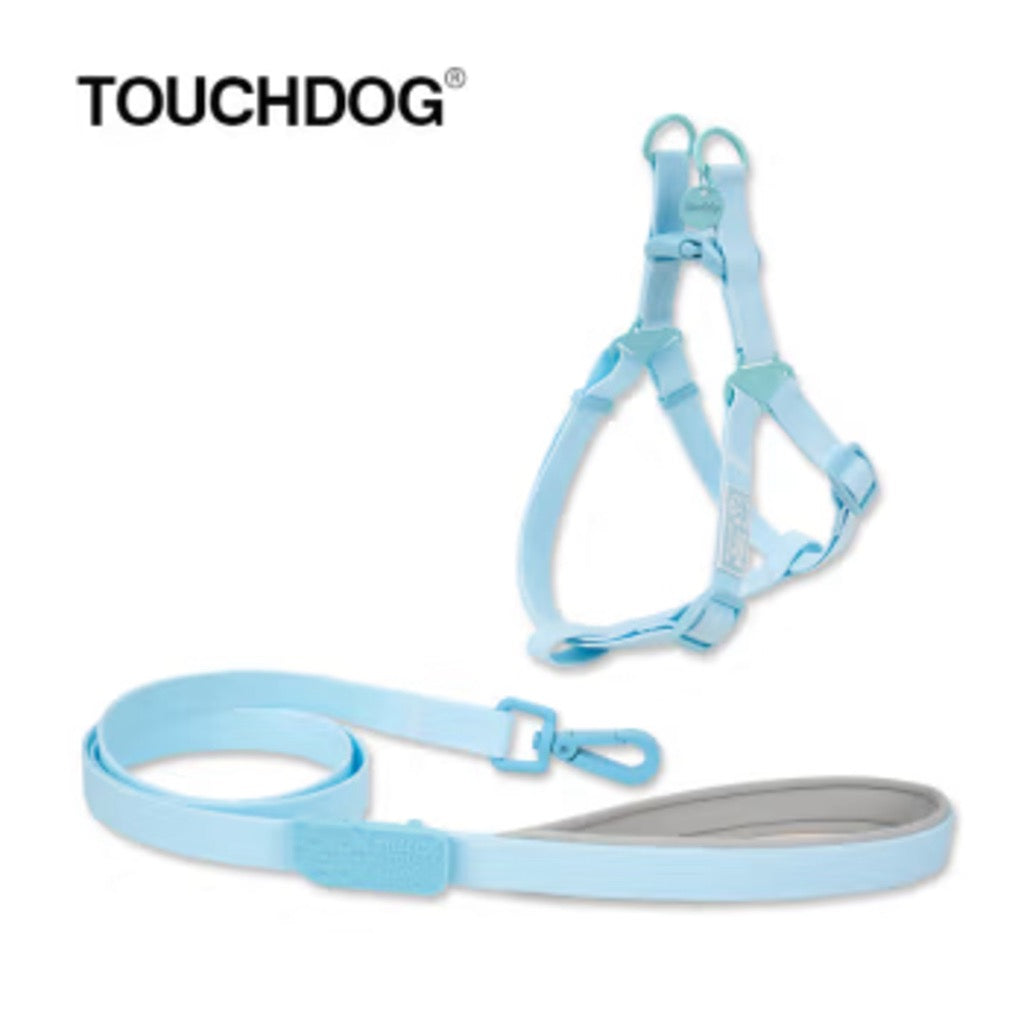Touchdog 奶油牽繩套裝20mm拉繩+20mm胸背 粉藍色(原裝行貨)