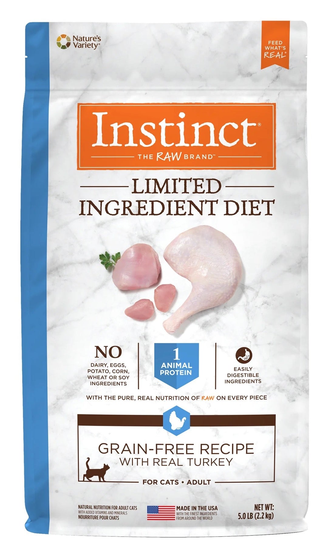 Instinct本能 - 單一蛋白低敏無穀物火雞配方成貓貓糧 11LBS - FatFatPetShopHK 肥肥寵物用品