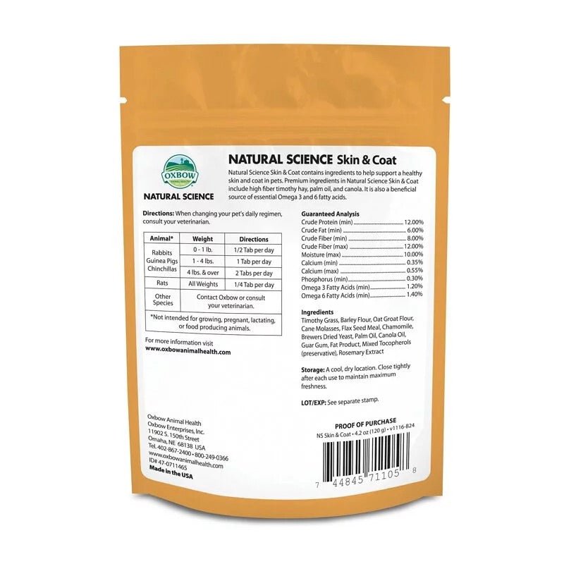 Oxbow NS 小寵皮毛保健補充劑 - 60片 120g - 肥肥寵物用品FatFatPetShop