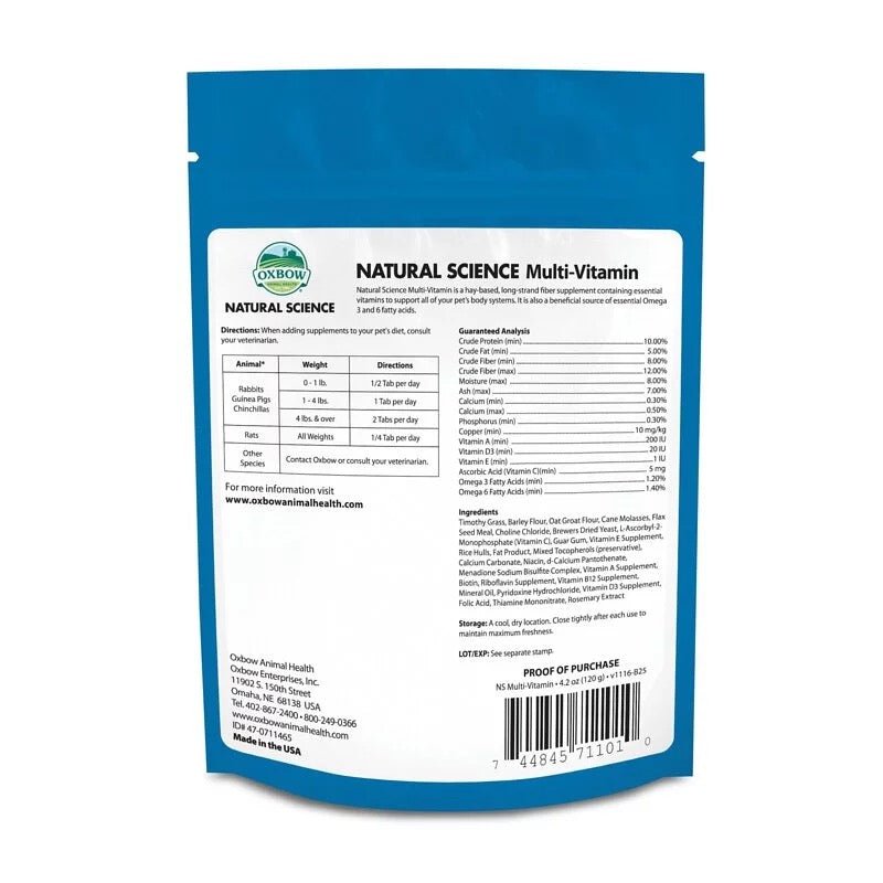Oxbow NS 多種維他命保健補充劑 - 60片 120g - 肥肥寵物用品FatFatPetShop