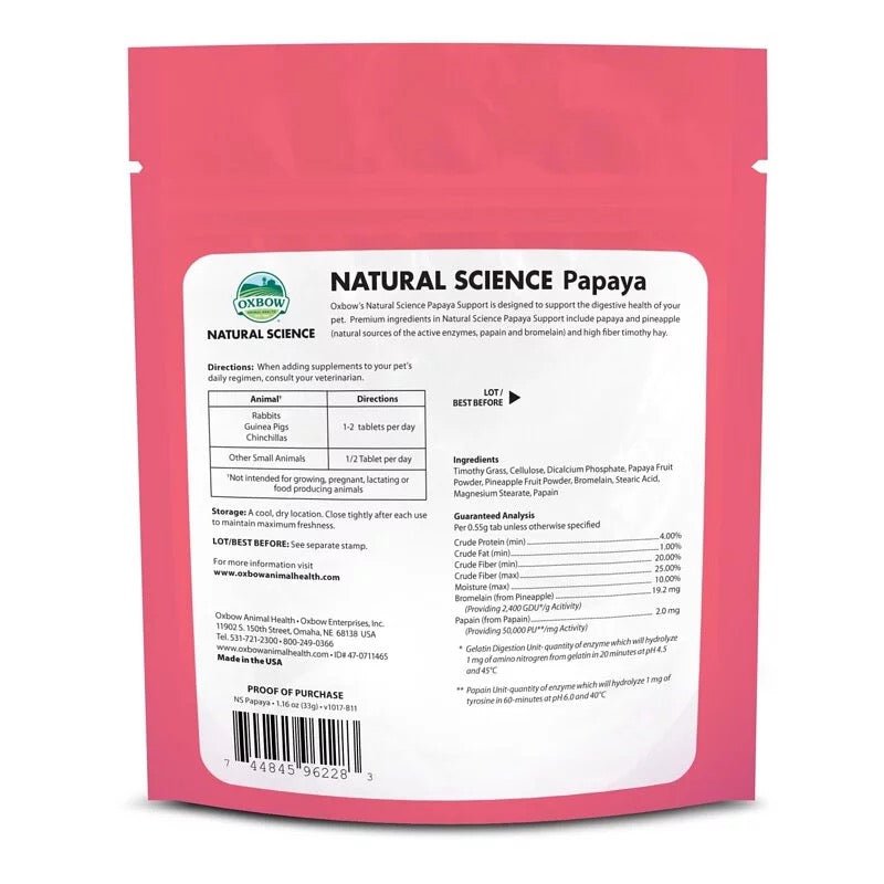 Oxbow NS 木瓜酵素補充品 60粒 木瓜丸 排毛丸 - 肥肥寵物用品FatFatPetShop