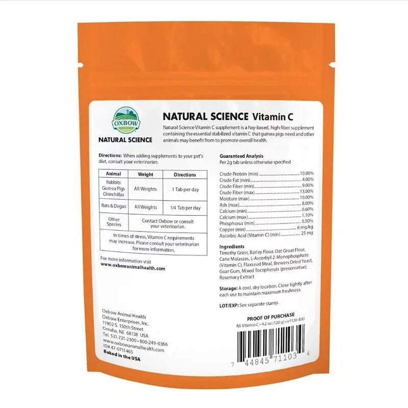 Oxbow NS 維他命C保健補充劑 - 60片 120g - 肥肥寵物用品FatFatPetShop