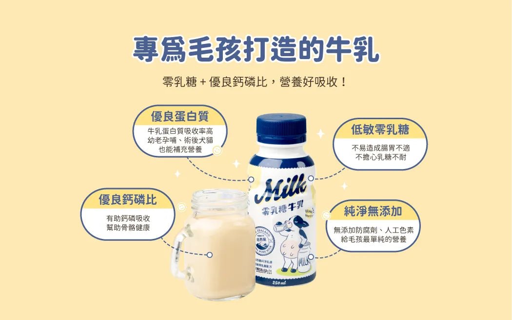 🇹🇼 汪喵星球 零乳糖牛乳 250ml - FatFatPetShopHK