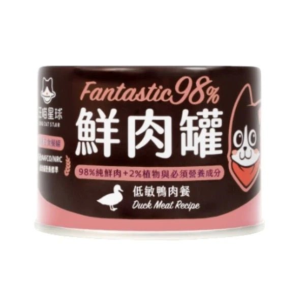 🇹🇼汪喵星球貓用 FANTASTIC 98% 鮮肉無膠主食罐｜低敏鴨肉165G - FatFatPetShopHK