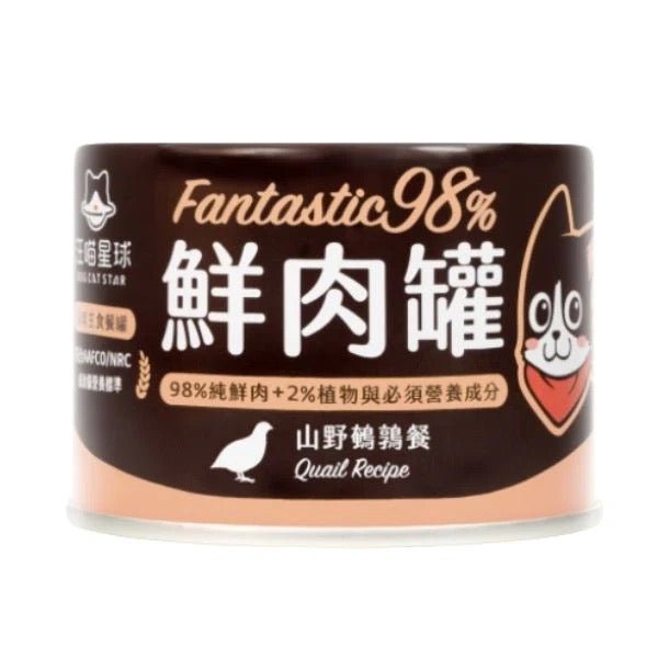 🇹🇼汪喵星球貓用 FANTASTIC 98% 鮮肉無膠主食罐｜山野鵪鶉165G - FatFatPetShopHK