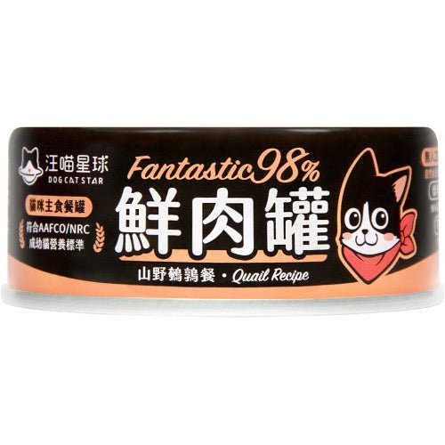 🇹🇼汪喵星球貓用 FANTASTIC 98% 鮮肉無膠主食罐｜山野鵪鶉80G - FatFatPetShopHK