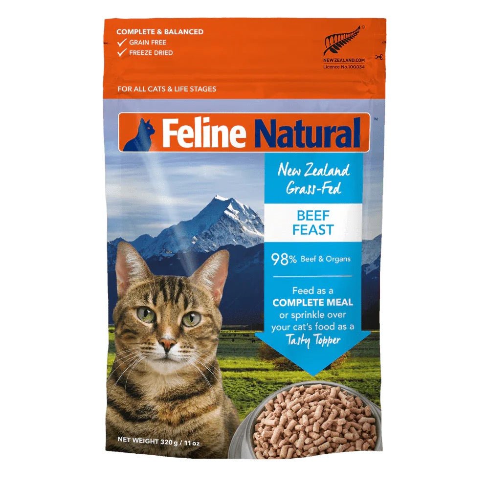 🇳🇿 K9 FELINE NATURAL – 單一蛋白脫水鮮肉貓糧 – 牛肉盛宴320G - FatFatPetShopHK