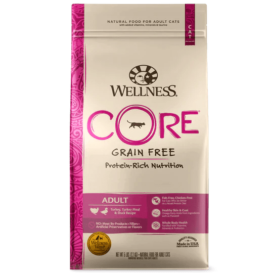 🇺🇸 WELLNESS CORE 無穀物貓乾糧 - 火雞拼鴨肉配方 11LB - FatFatPetShopHK