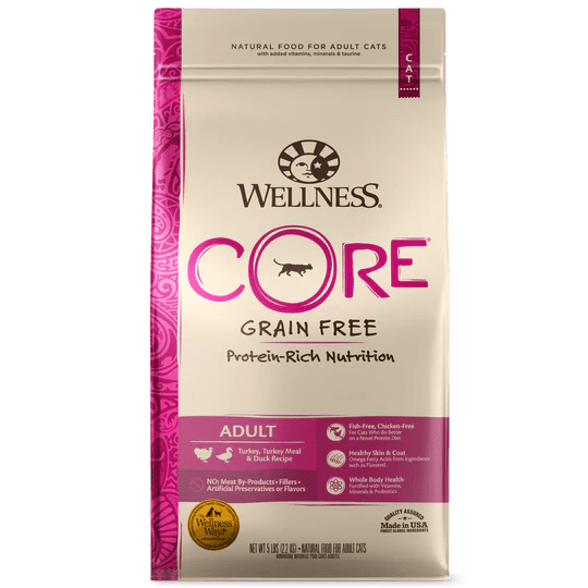 🇺🇸 WELLNESS CORE 無穀物貓乾糧 - 火雞拼鴨肉配方 5/11LB - FatFatPetShopHK