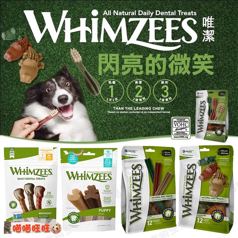 🇳🇱 WHIMZEES 中型犬專用鱷魚形高效潔齒骨 - 12.7 安士（12隻）（倉鼠適用） - FatFatPetShopHK